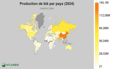 Production de blé par pays (2024) Thumbnail