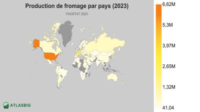 Production de fromage par pays (2023) Thumbnail