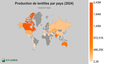Production de lentilles par pays (2024) Thumbnail