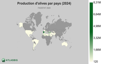Production d'olives par pays (2024) Thumbnail