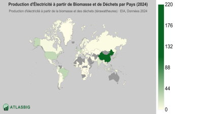 Production d'Électricité à partir de Biomasse et de Déchets par Pays 2026