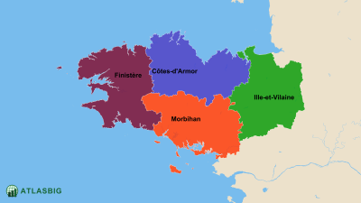 Carte des départements de Bretagne Thumbnail
