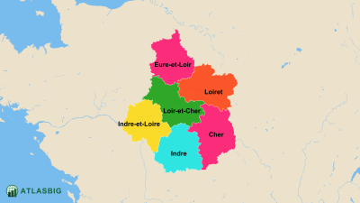 Carte des départements du Centre-Val-de-Loire Thumbnail
