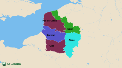 Carte des départements des Hauts-de-France Thumbnail