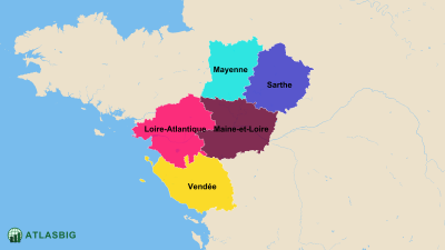Carte des départements des Pays de la Loire Thumbnail