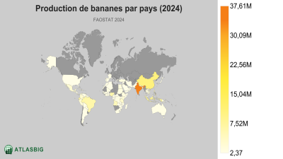 Production de bananes par pays (2024) Thumbnail