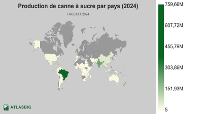 Production de canne à sucre par pays (2024) Thumbnail