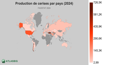 Production de cerises par pays (2024) Thumbnail