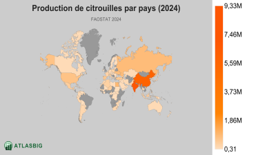 Production de citrouilles par pays (2024) Thumbnail