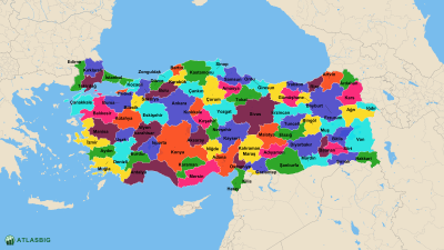 Carte des provinces de Turquie Thumbnail